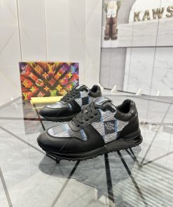 LV 原單黑藍格紋運動鞋 男士時尚休閒鞋