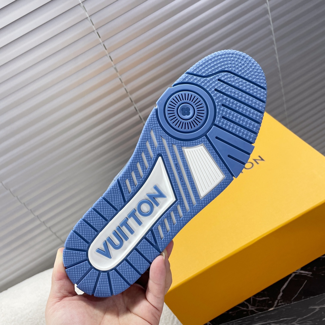 LV 精品仿製藍色丹寧拼接運動鞋 潮流百搭款｜歐美奢侈品精品推薦