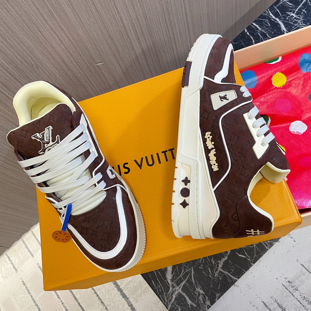 LV 一比一運動鞋 經典棕白拼接設計 潮流百搭休閒款｜歐美奢侈品精品推薦