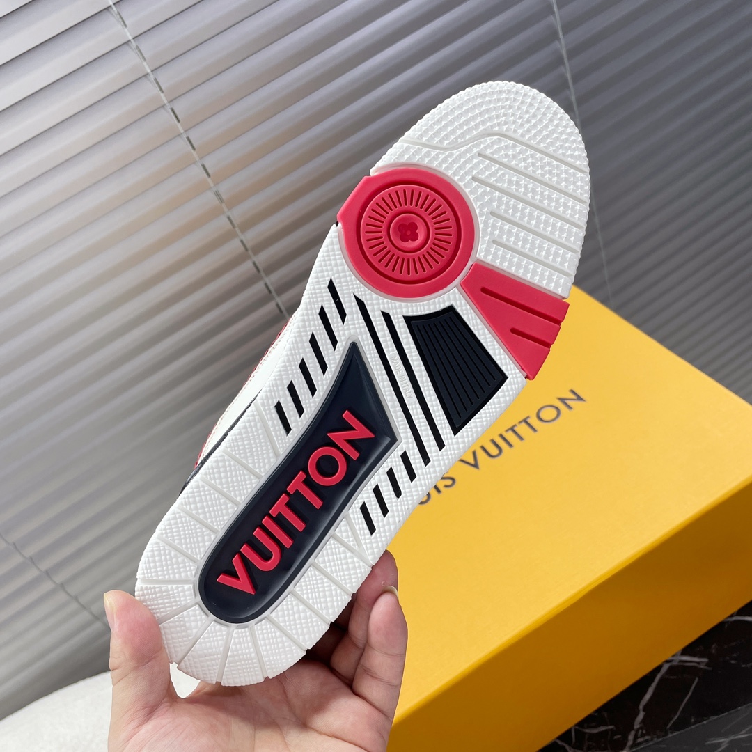 LV 一比一運動鞋 紅白黑拼接 經典街頭百搭款式｜歐美奢侈品精品推薦