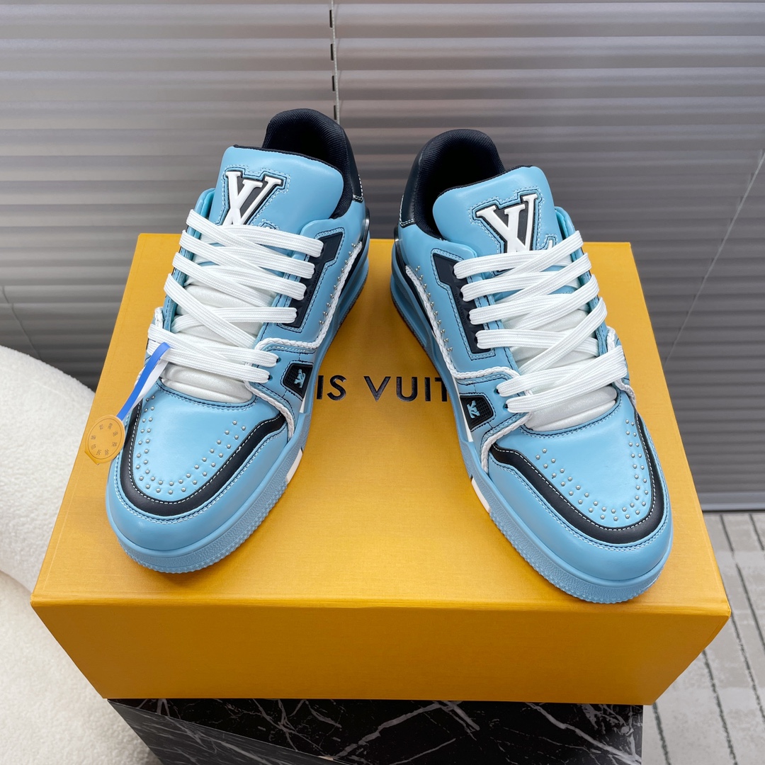 LV A貨運動鞋 天藍拼色 清爽百搭街頭時尚款｜歐美奢侈品精品推薦