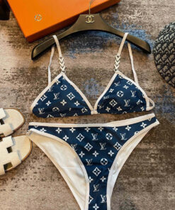 LV 精品仿製泳裝 藍色Monogram比基尼修身款