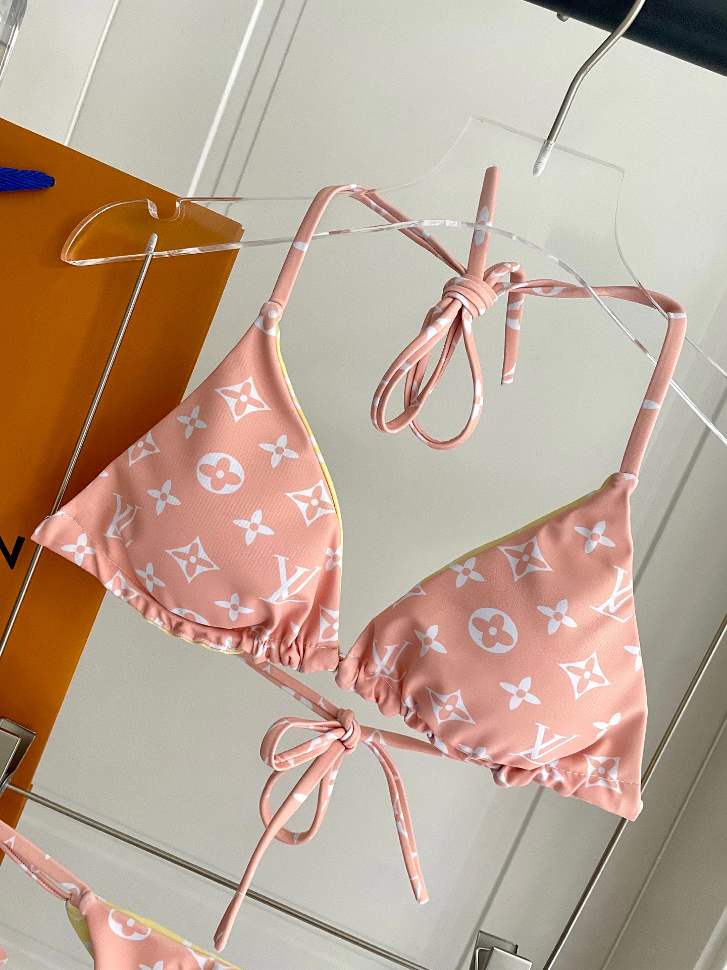 LV 高仿泳裝 粉色Monogram比基尼綁帶款｜歐美奢侈品精品推薦
