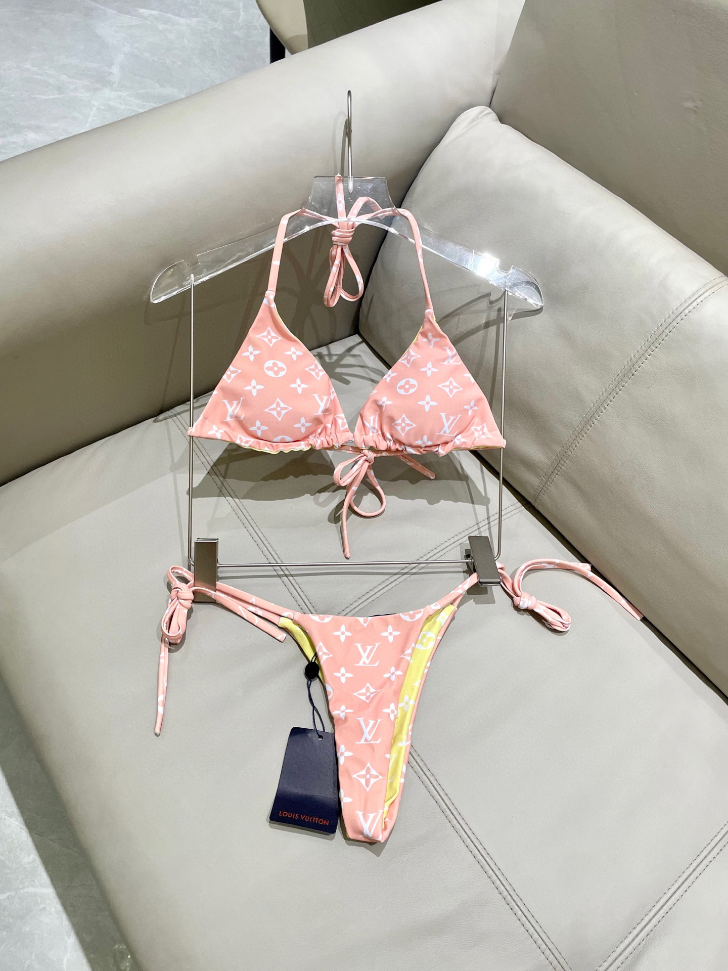 LV 高仿泳裝 粉色Monogram比基尼綁帶款｜歐美奢侈品精品推薦