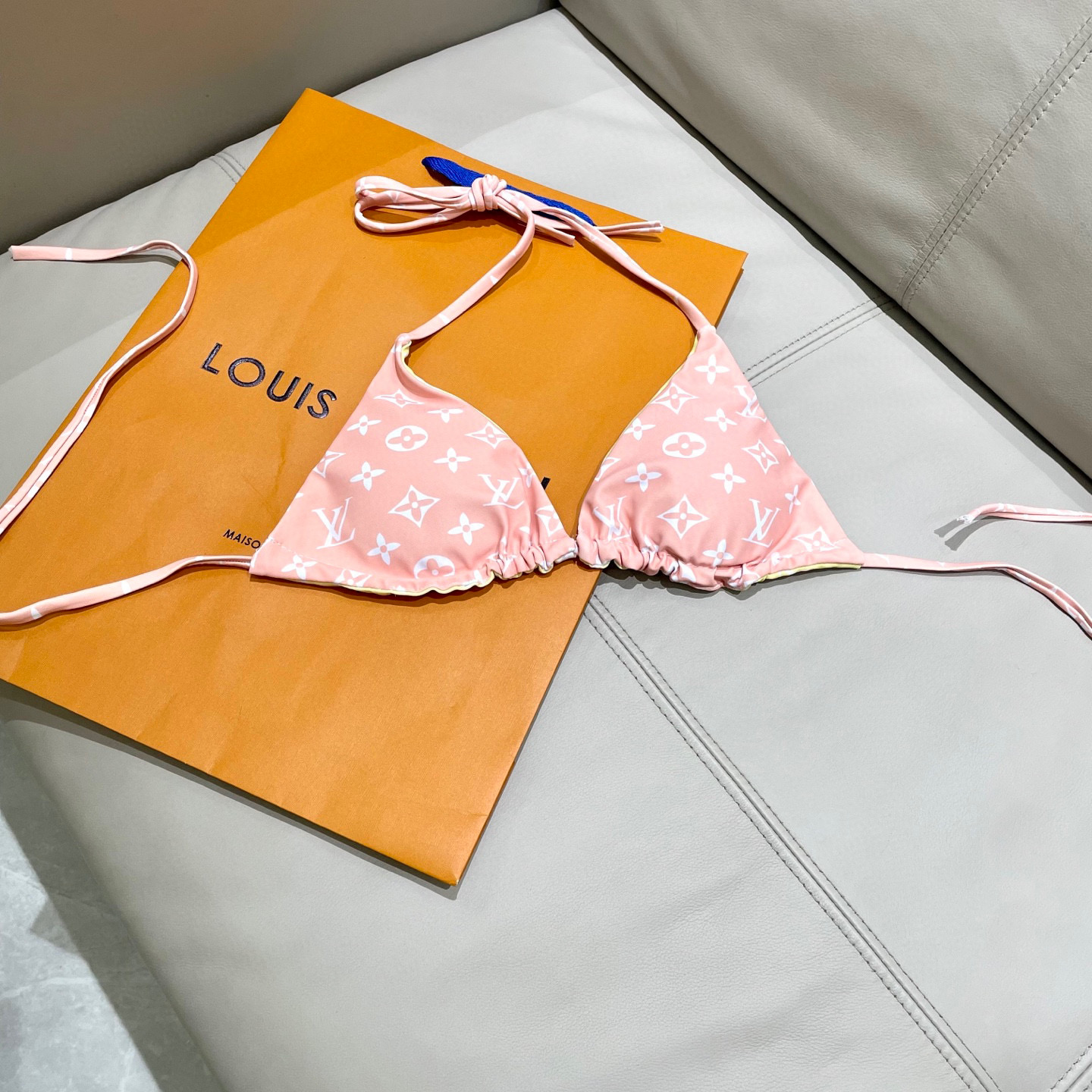 LV 高仿泳裝 粉色Monogram比基尼綁帶款｜歐美奢侈品精品推薦