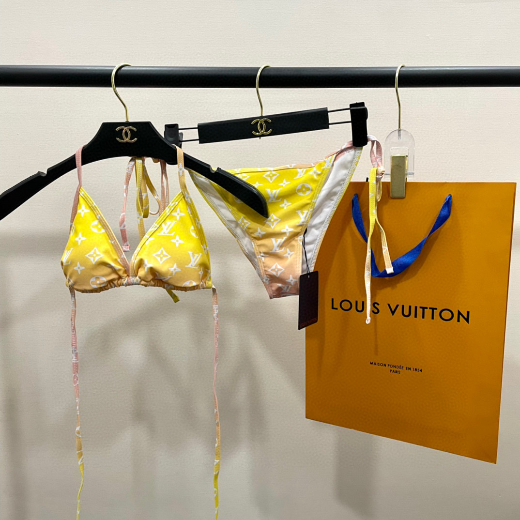 LV 高仿泳裝 漸層黃色Monogram比基尼套裝｜歐美奢侈品精品推薦