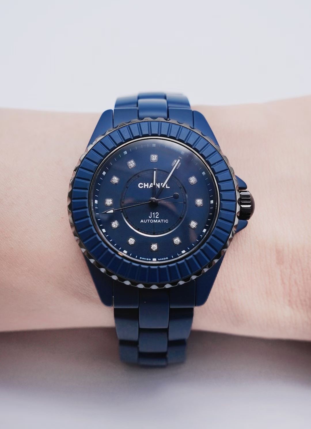 CHANEL J12 藍陶瓷高仿鑽面自動機械錶 精緻限量款