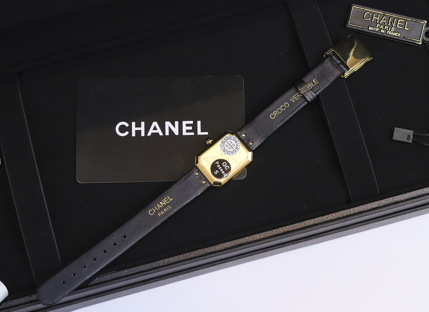 CHANEL Première 黑面金邊高仿皮革腕錶 經典優雅款｜歐美奢侈品精品推薦