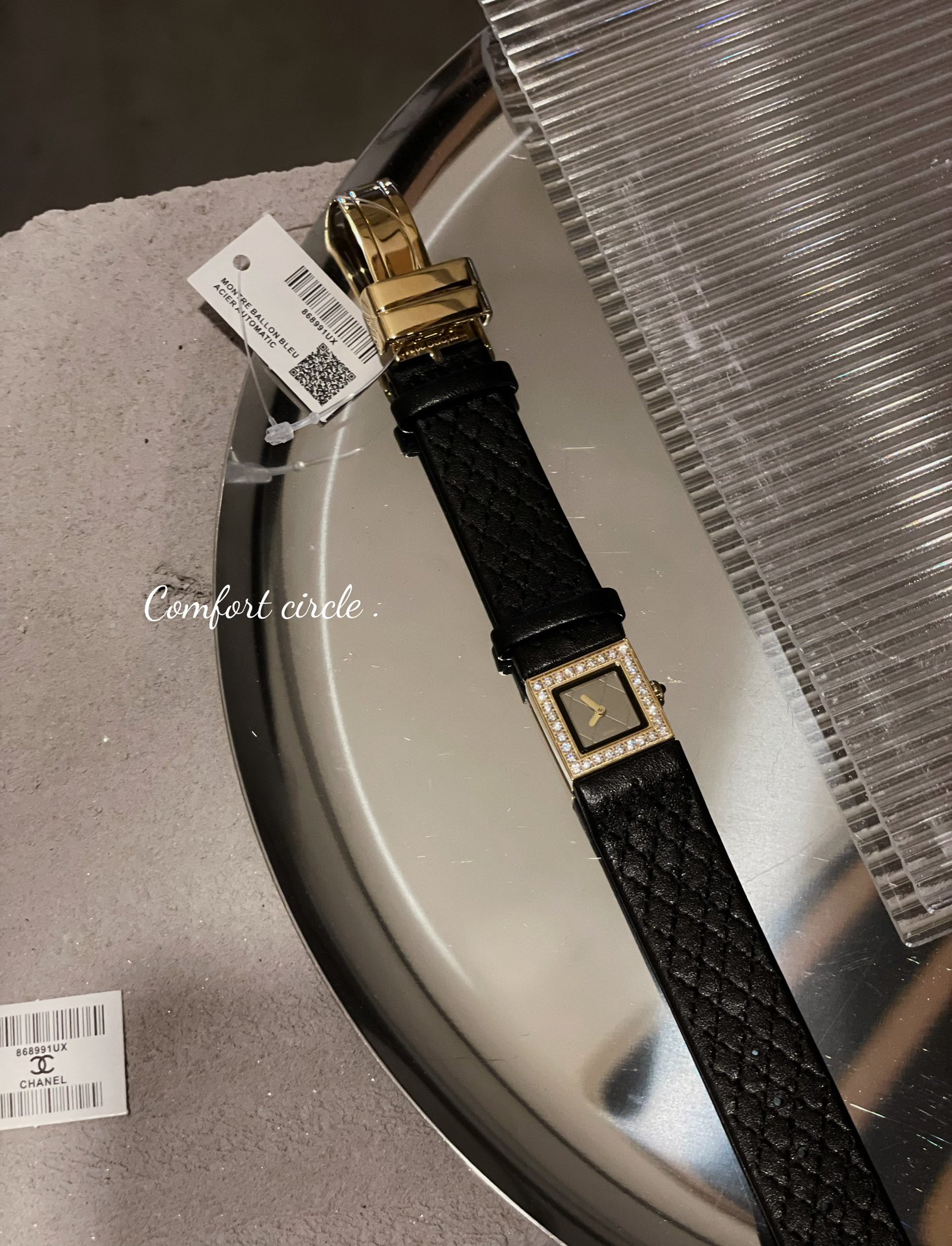 CHANEL Première方鑽高仿皮革女錶 銀邊黑面鑽框精品｜歐美奢侈品精品推薦