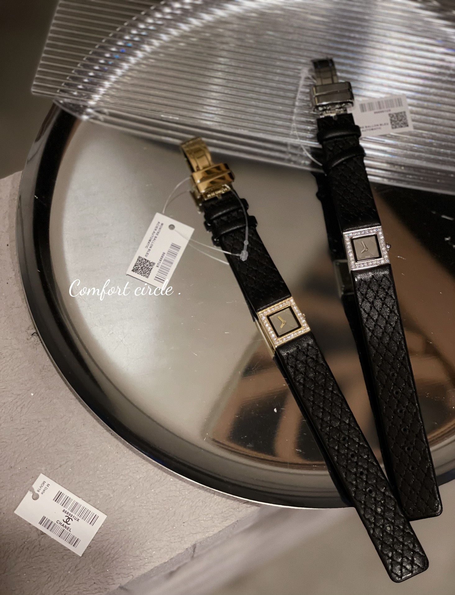 CHANEL Première方鑽高仿皮革女錶 銀邊黑面鑽框精品｜歐美奢侈品精品推薦