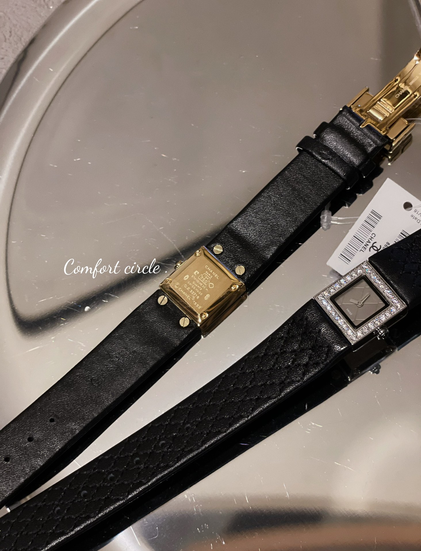 CHANEL Première方鑽高仿皮革女錶 銀邊黑面鑽框精品｜歐美奢侈品精品推薦