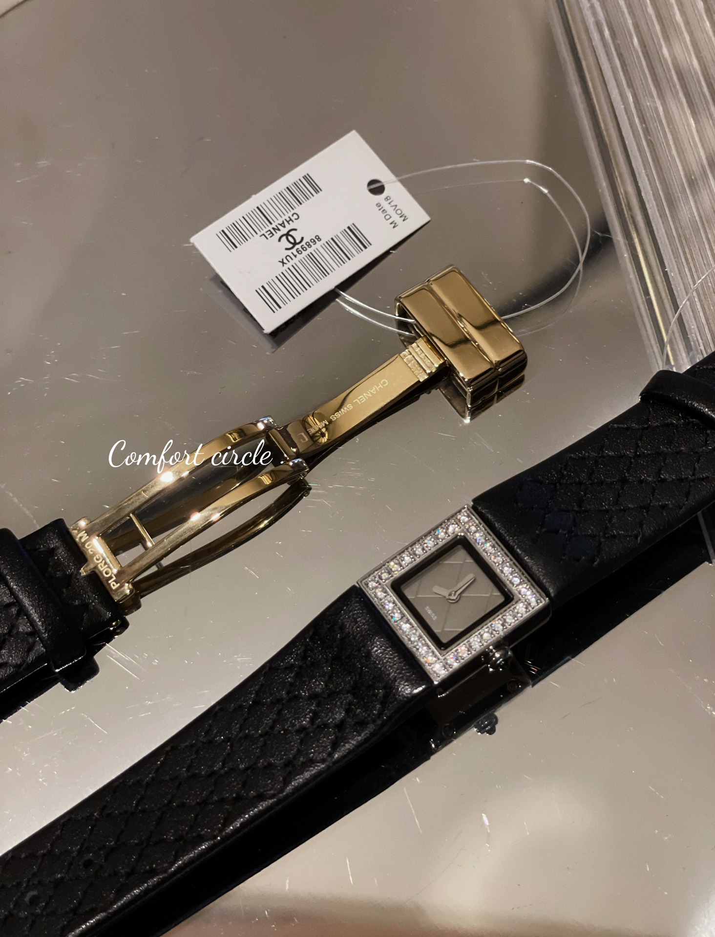CHANEL Première方鑽高仿皮革女錶 銀邊黑面鑽框精品｜歐美奢侈品精品推薦