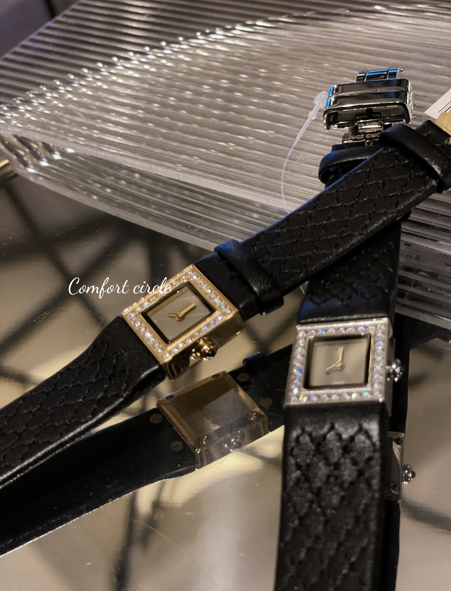 CHANEL Première方鑽高仿皮革女錶 銀邊黑面鑽框精品｜歐美奢侈品精品推薦