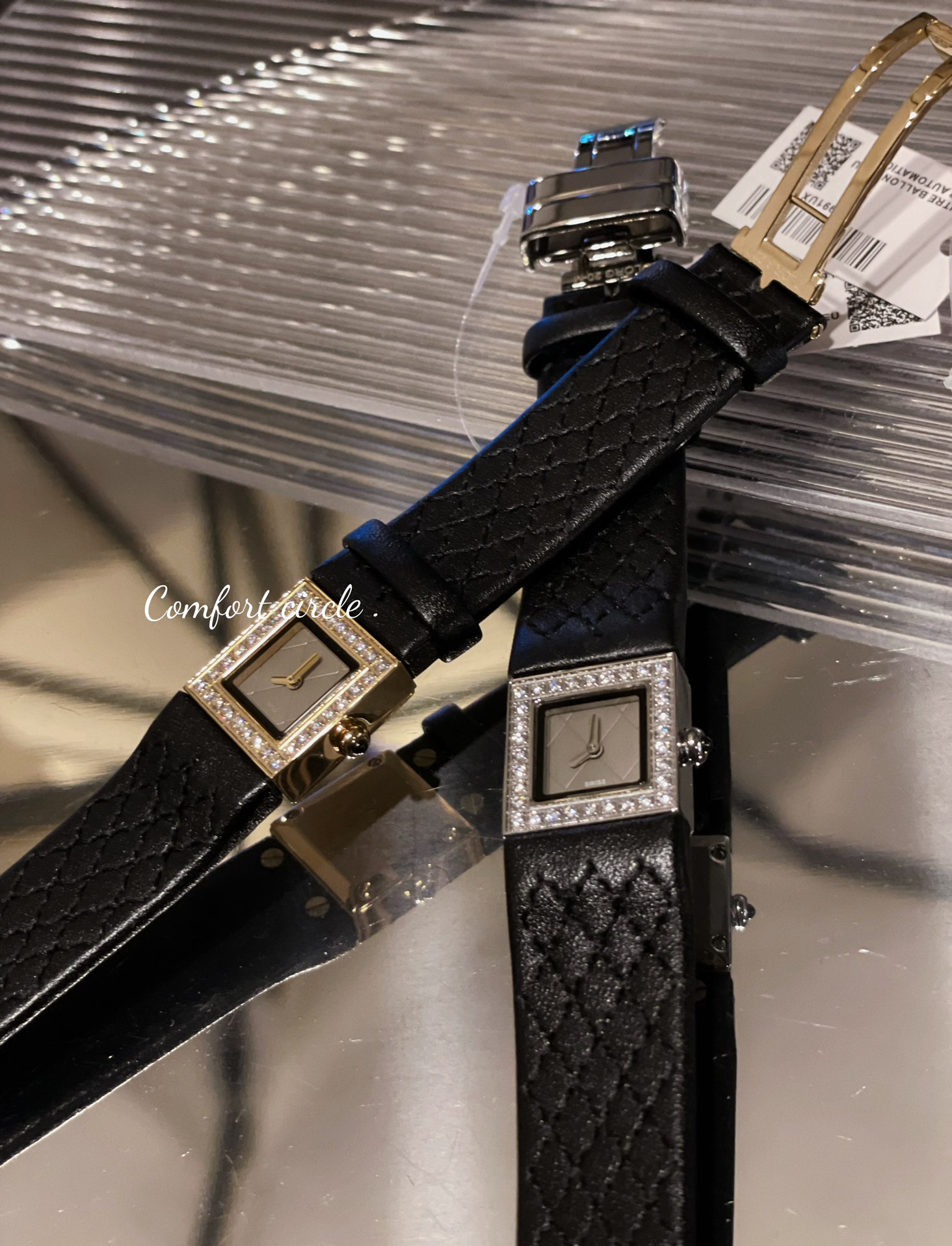 CHANEL Première方鑽高仿皮革女錶 銀邊黑面鑽框精品｜歐美奢侈品精品推薦