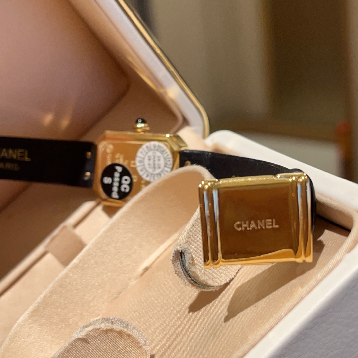 CHANEL 方鑽一比一皮革女錶 金邊設計經典優雅｜歐美奢侈品精品推薦