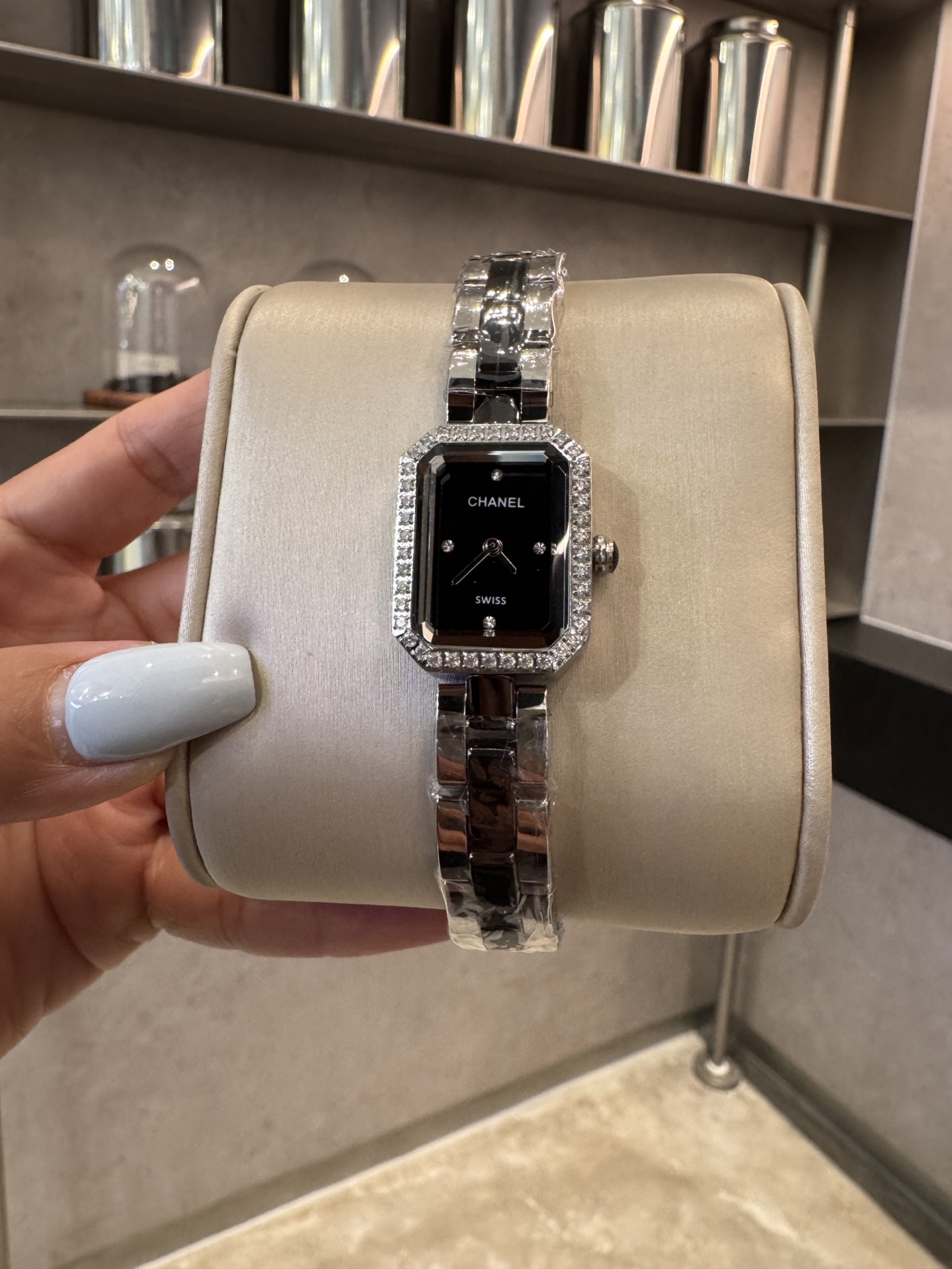 CHANEL Première 高仿黑面銀鏈女錶 經典八角設計｜歐美奢侈品精品推薦