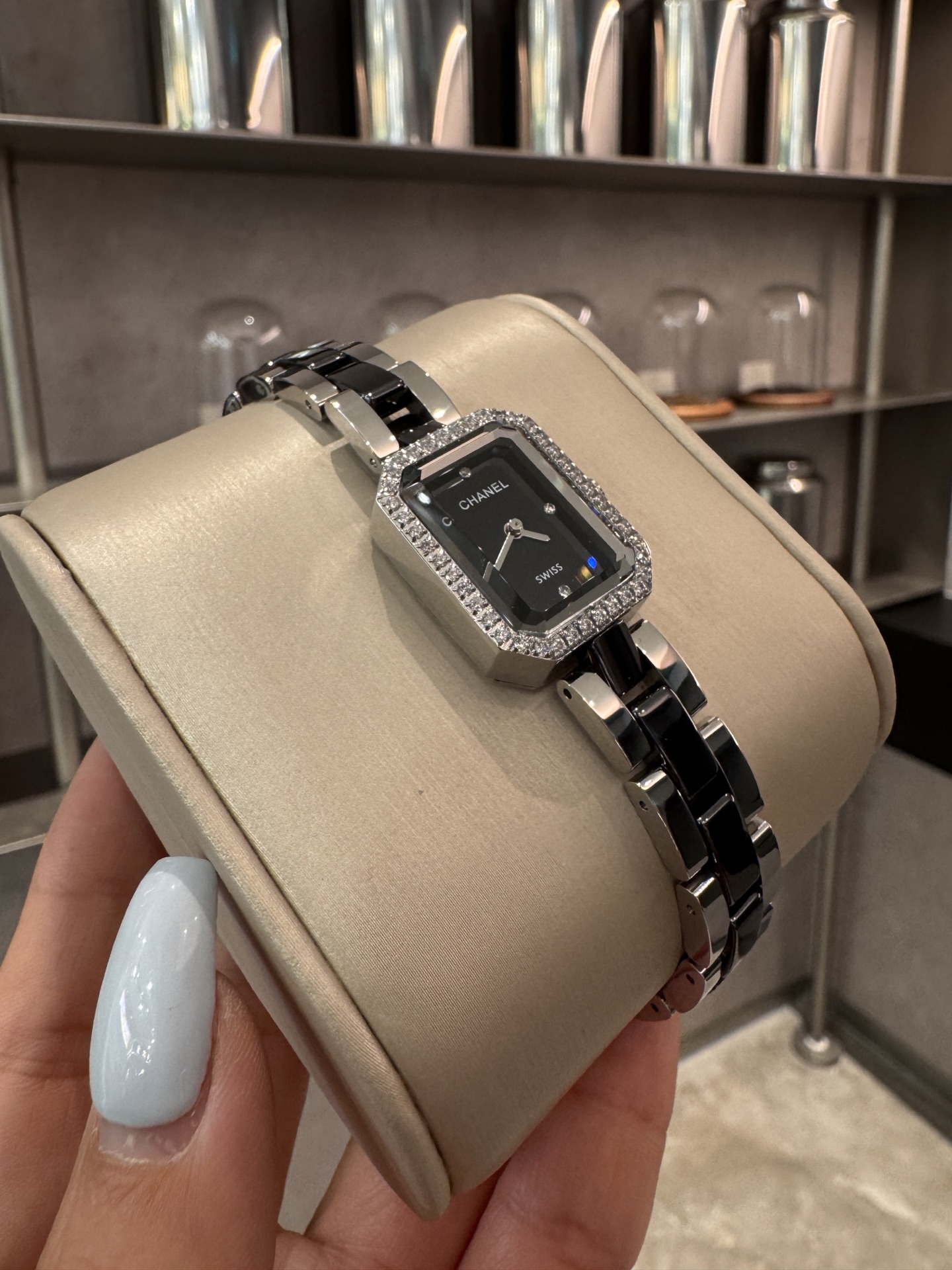 CHANEL Première 高仿黑面銀鏈女錶 經典八角設計｜歐美奢侈品精品推薦