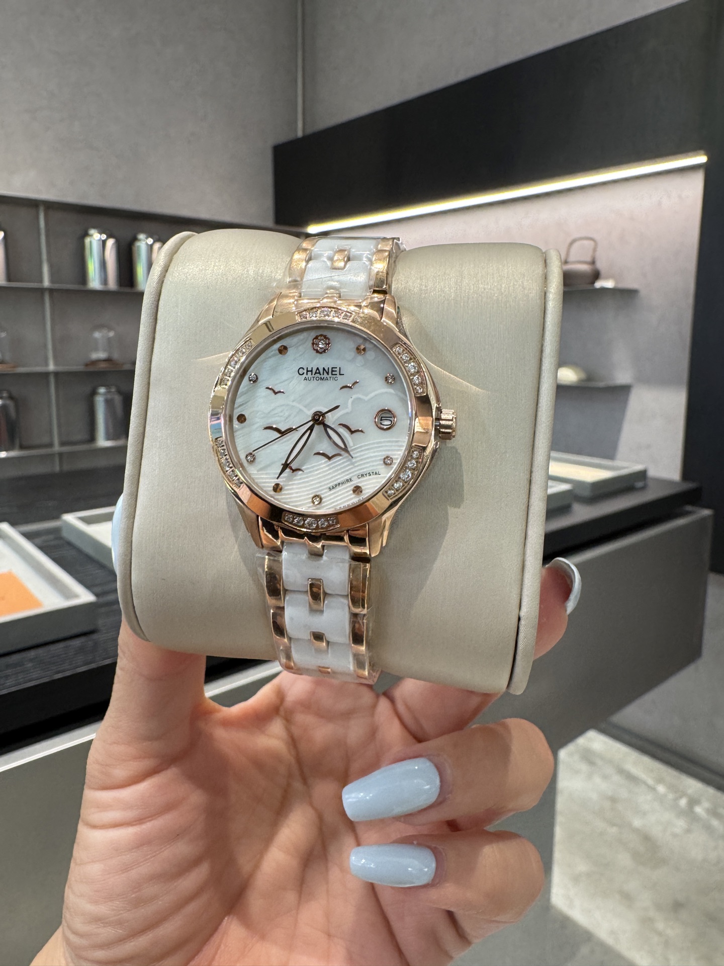 CHANEL J12 原單白陶瓷女錶 月光金邊鑽圈設計｜歐美奢侈品精品推薦