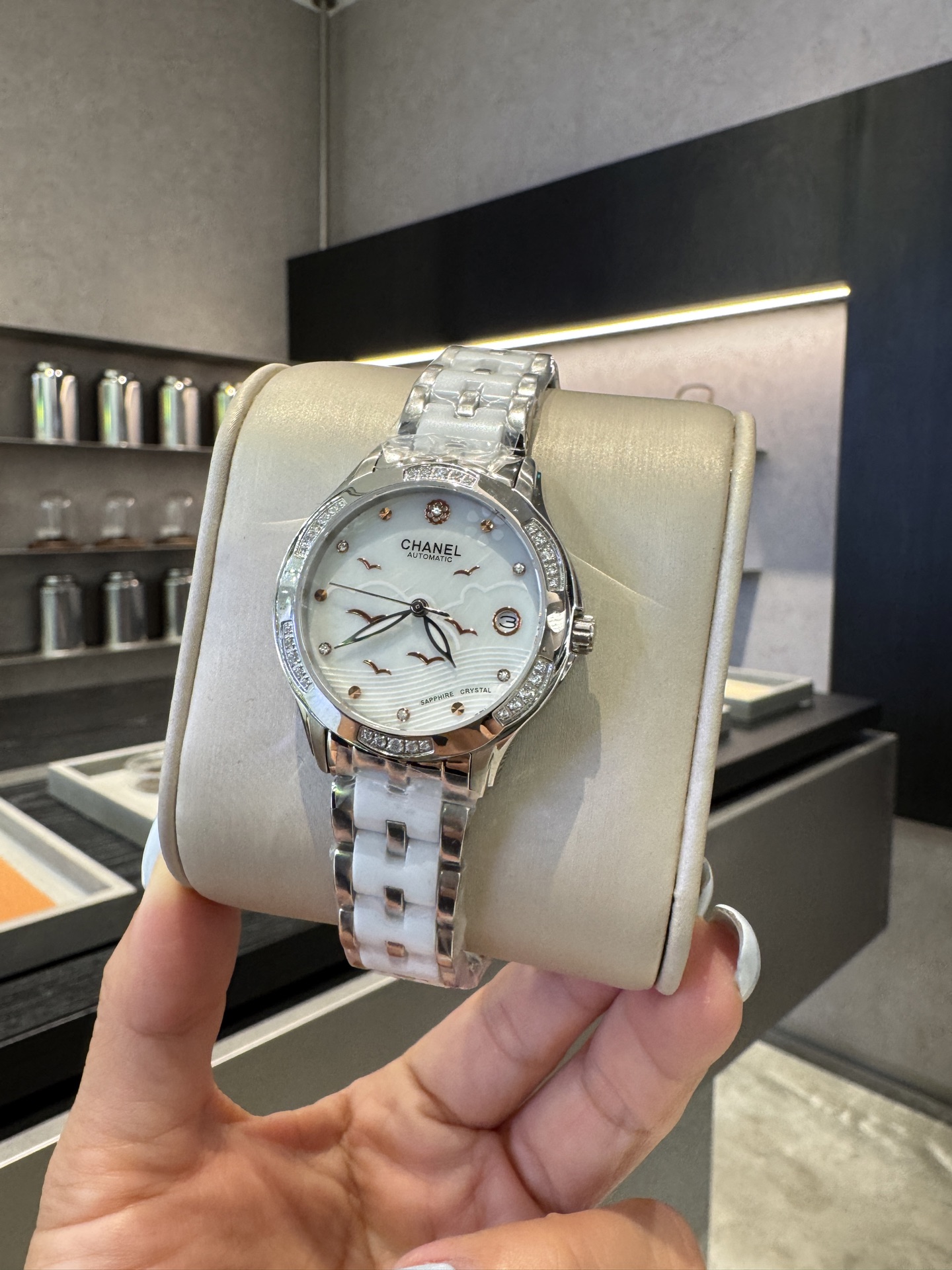 CHANEL J12 原單白陶瓷女錶 月光金邊鑽圈設計｜歐美奢侈品精品推薦
