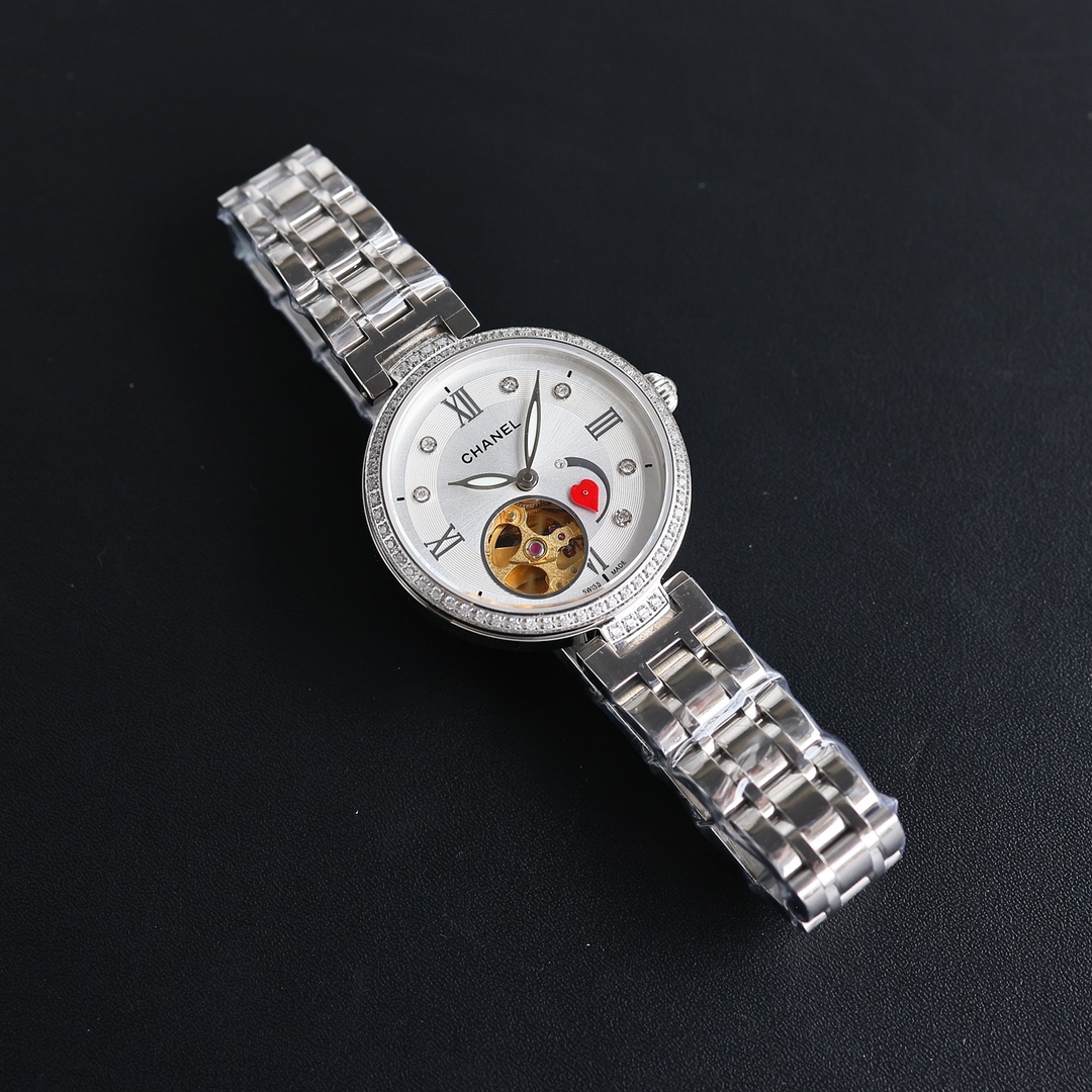 CHANEL Première紅面原單機械女錶 鑽圈鏤空設計精品｜歐美奢侈品精品推薦