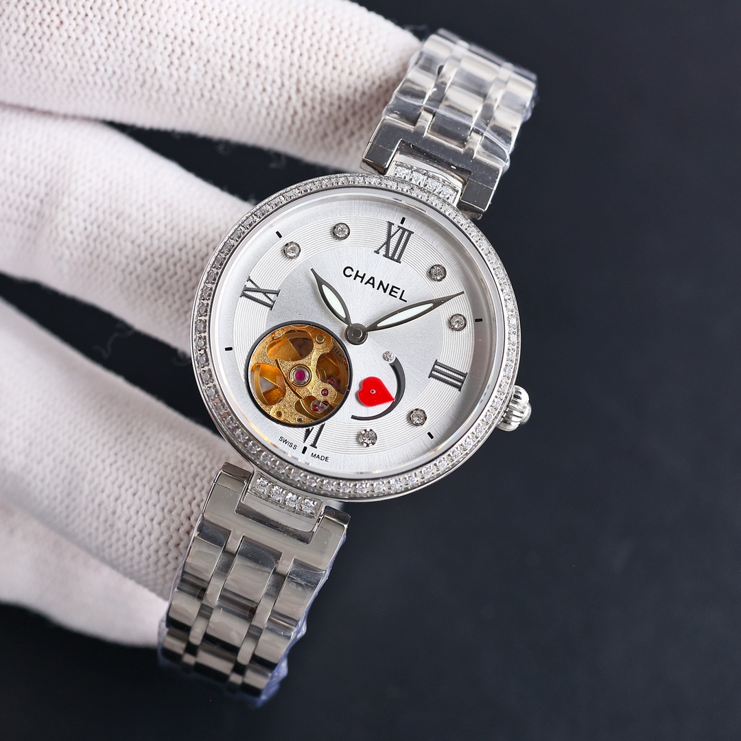 CHANEL Première紅面原單機械女錶 鑽圈鏤空設計精品｜歐美奢侈品精品推薦