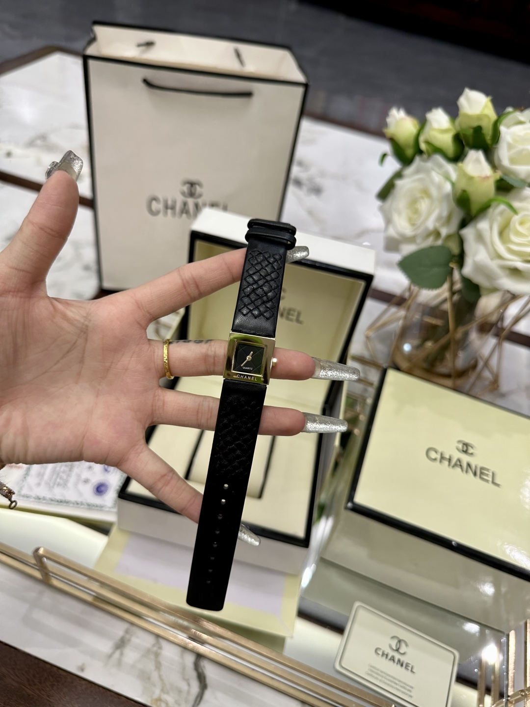 CHANEL Première方形一比一皮革女錶 金框黑面迷你款｜歐美奢侈品精品推薦