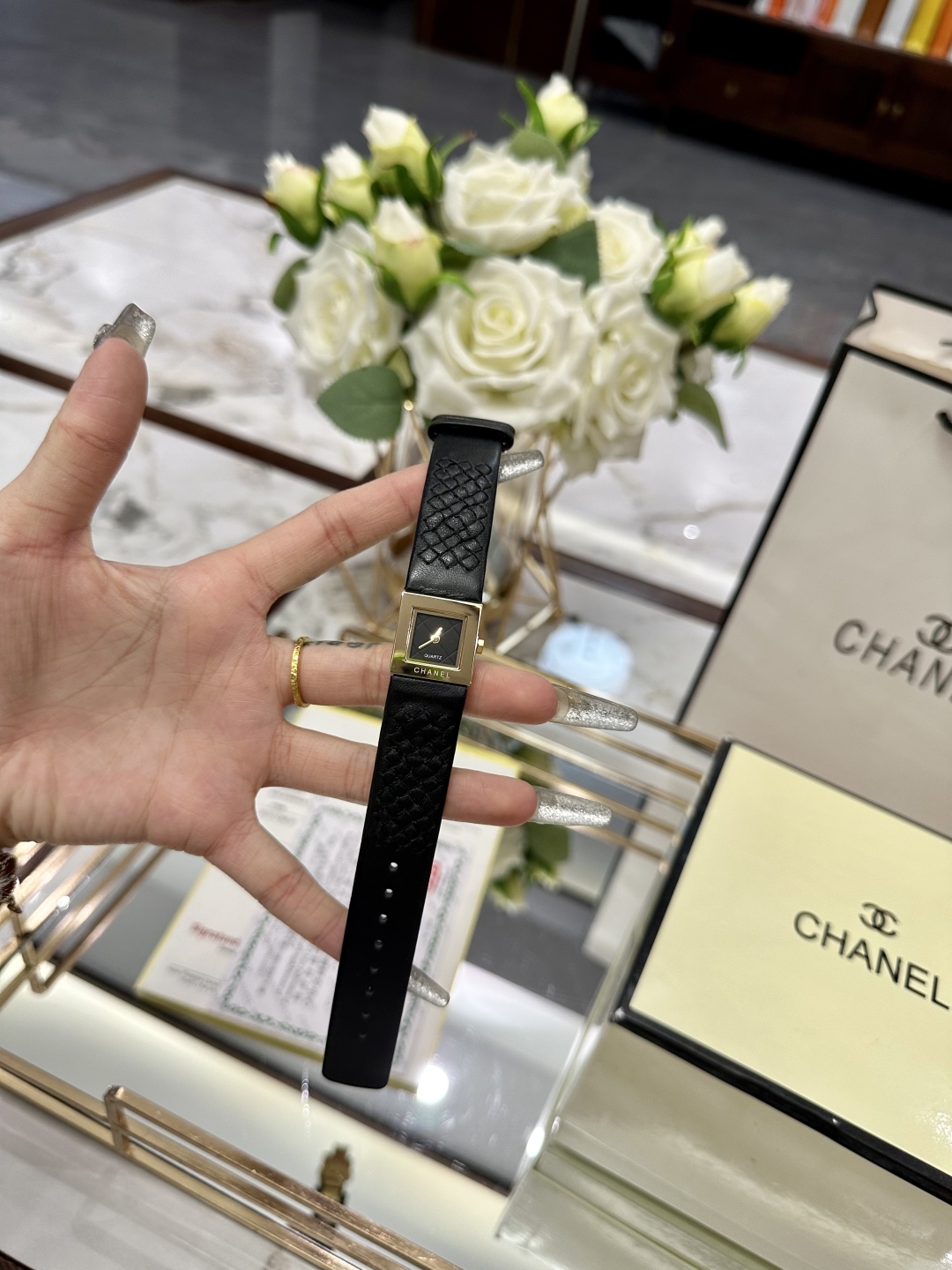 CHANEL Première方形一比一皮革女錶 金框黑面迷你款｜歐美奢侈品精品推薦