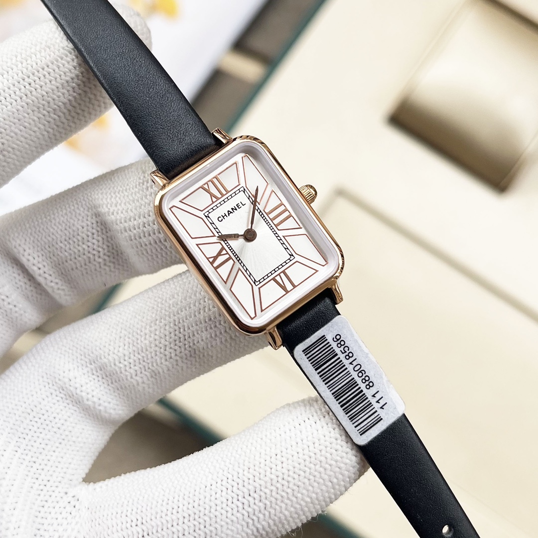 CHANEL Première長方原單羅馬數字女錶 金框白面真皮錶帶｜歐美奢侈品精品推薦