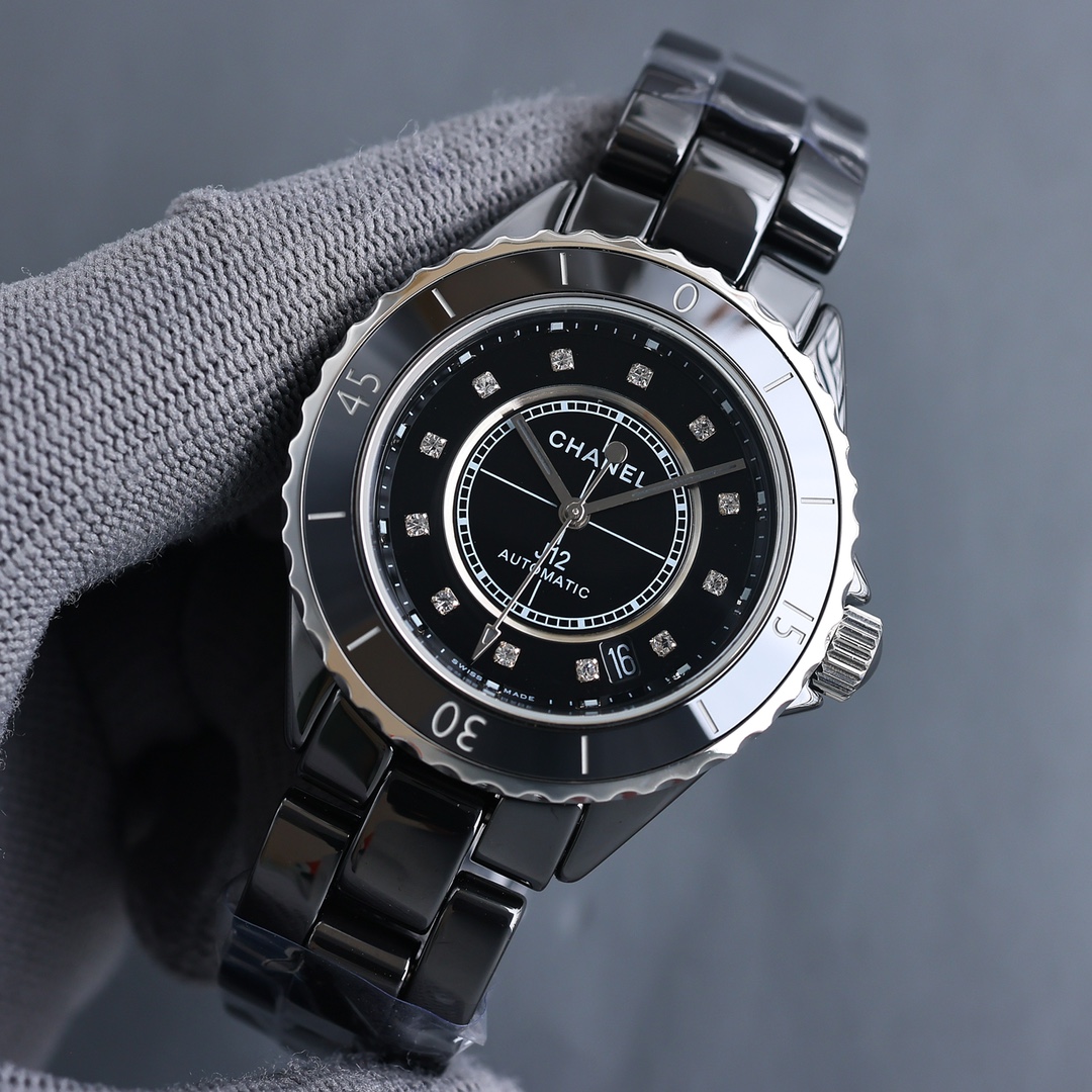CHANEL J12 高仿黑陶瓷女錶 鑽刻度自動機芯｜歐美奢侈品精品推薦