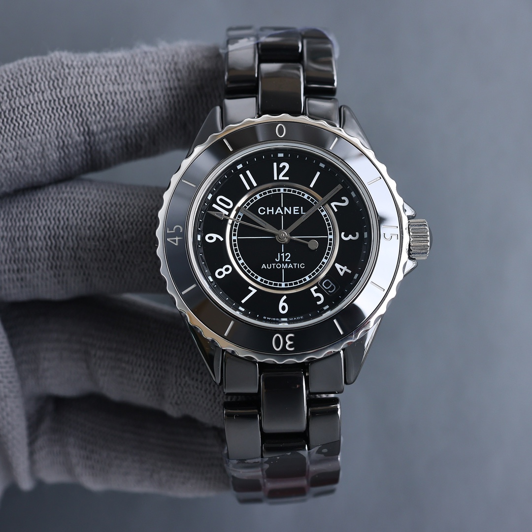 CHANEL J12 高仿黑陶瓷女錶 鑽刻度自動機芯｜歐美奢侈品精品推薦