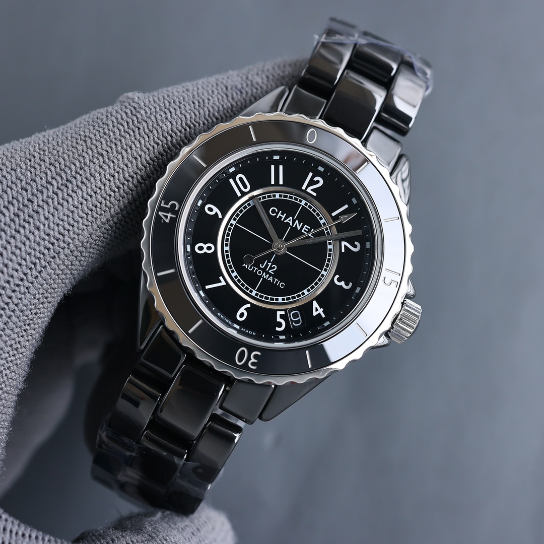 CHANEL J12 高仿黑陶瓷女錶 鑽刻度自動機芯｜歐美奢侈品精品推薦