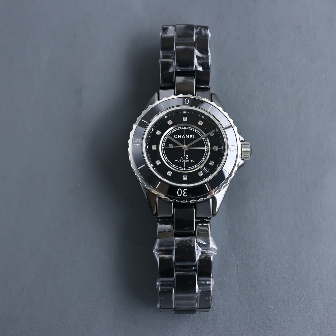 CHANEL J12 高仿黑陶瓷女錶 鑽刻度自動機芯｜歐美奢侈品精品推薦