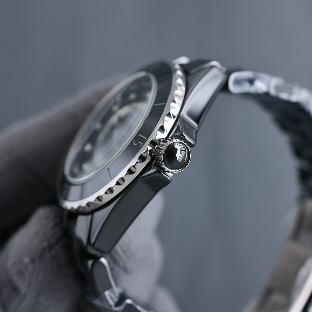 CHANEL J12 高仿黑陶瓷女錶 鑽刻度自動機芯｜歐美奢侈品精品推薦