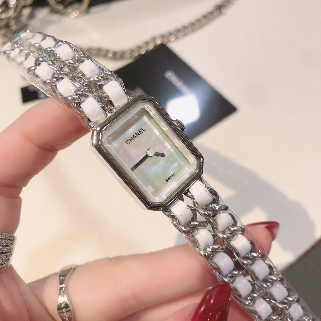 CHANEL Première 高仿白陶女錶 銀鏈皮編設計｜歐美奢侈品精品推薦