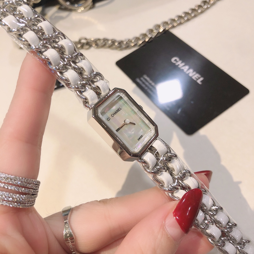 CHANEL Première 高仿白陶女錶 銀鏈皮編設計｜歐美奢侈品精品推薦
