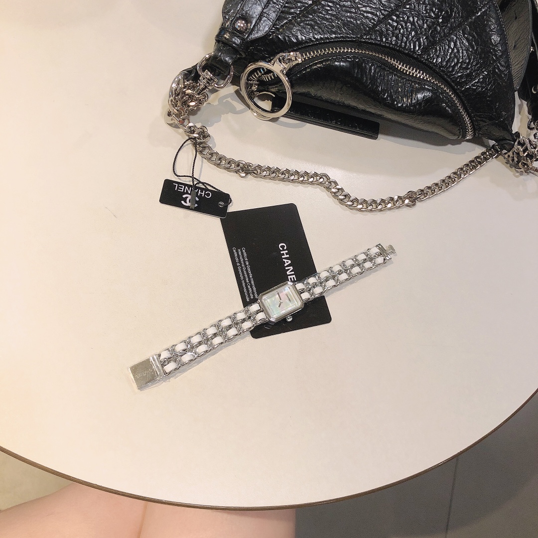 CHANEL Première 高仿白陶女錶 銀鏈皮編設計｜歐美奢侈品精品推薦