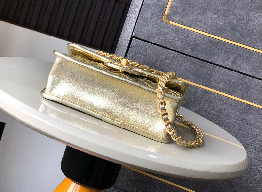 CHANEL 高仿金色迷你菱格鏈條包 經典雙C設計小香風斜背精品｜歐美奢侈品精品推薦