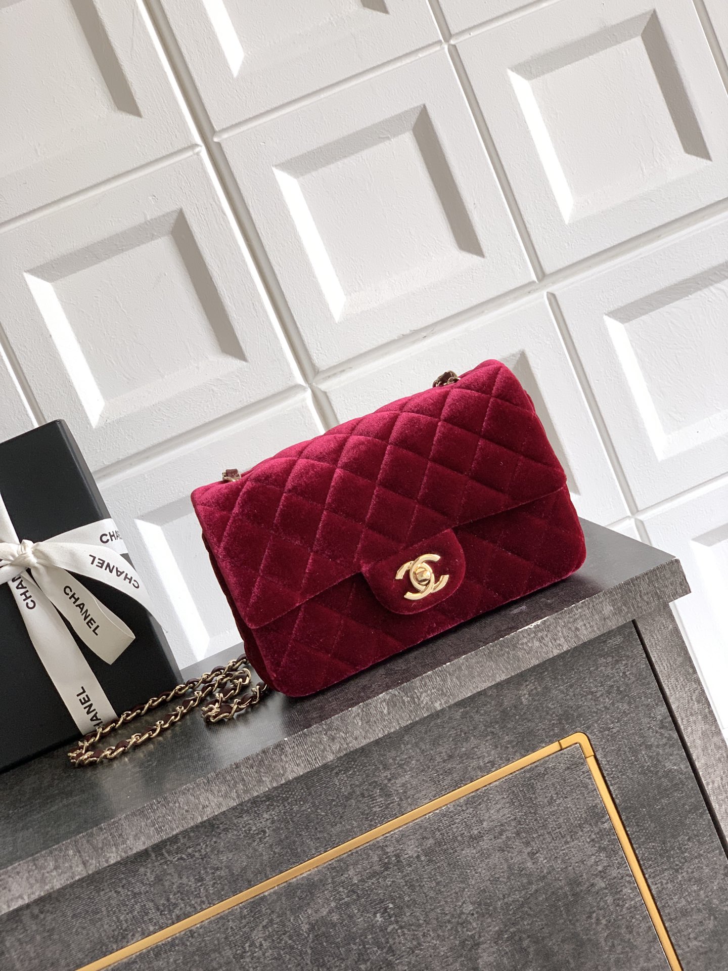 CHANEL 高仿 2.55 絨面紅酒色鏈條包 經典雙C復古奢華精品女包｜歐美奢侈品精品推薦