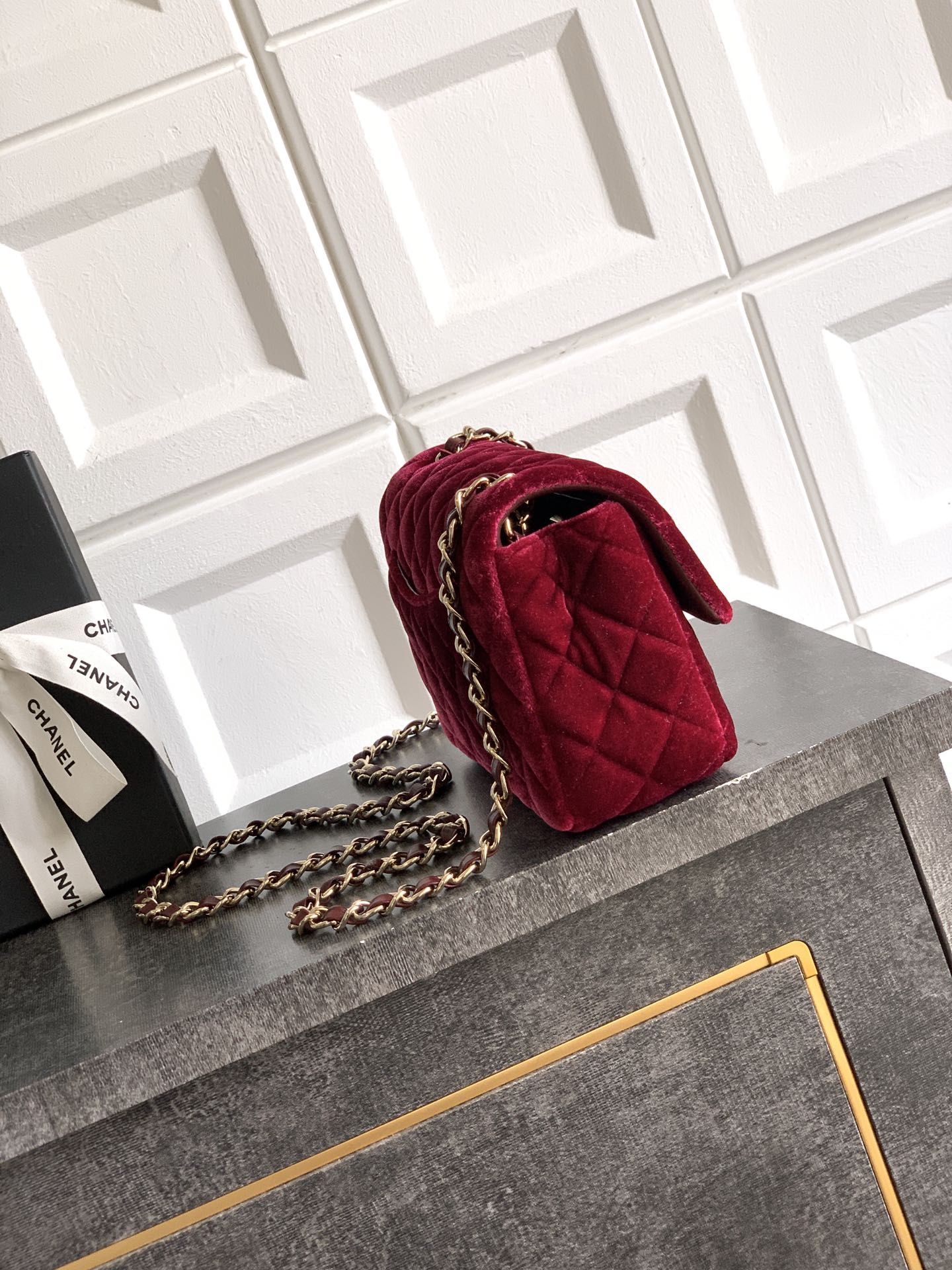 CHANEL 高仿 2.55 絨面紅酒色鏈條包 經典雙C復古奢華精品女包｜歐美奢侈品精品推薦