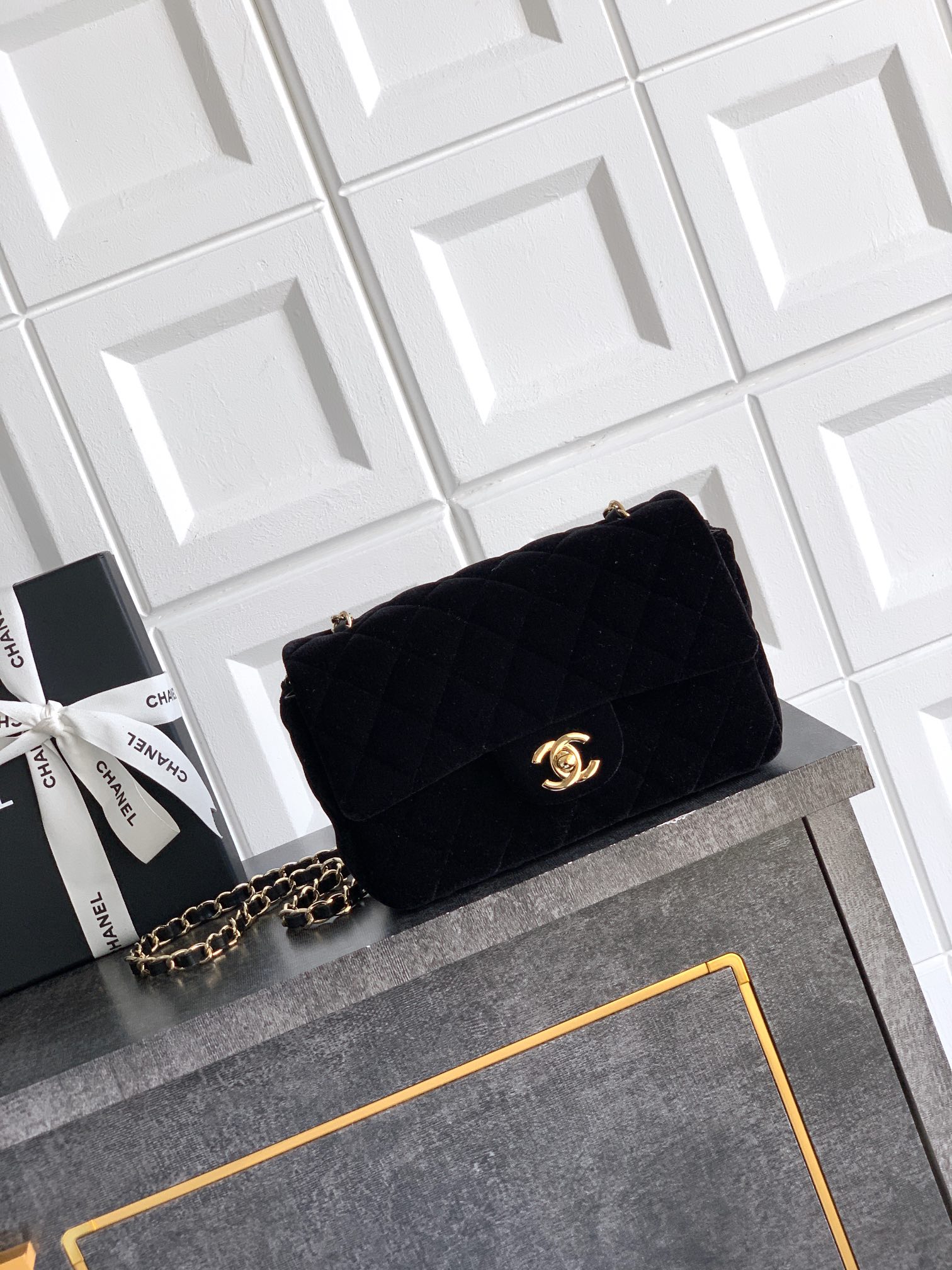 CHANEL 高仿 2.55 黑色絨面菱格鏈條包 經典雙C復古奢華氣質女包｜歐美奢侈品精品推薦