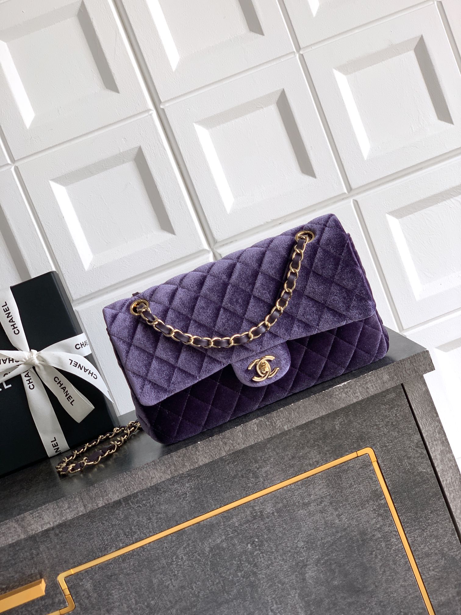CHANEL A貨 2.55 紫羅蘭絨面菱格鏈條包 高雅迷人復古精品女包｜歐美奢侈品精品推薦