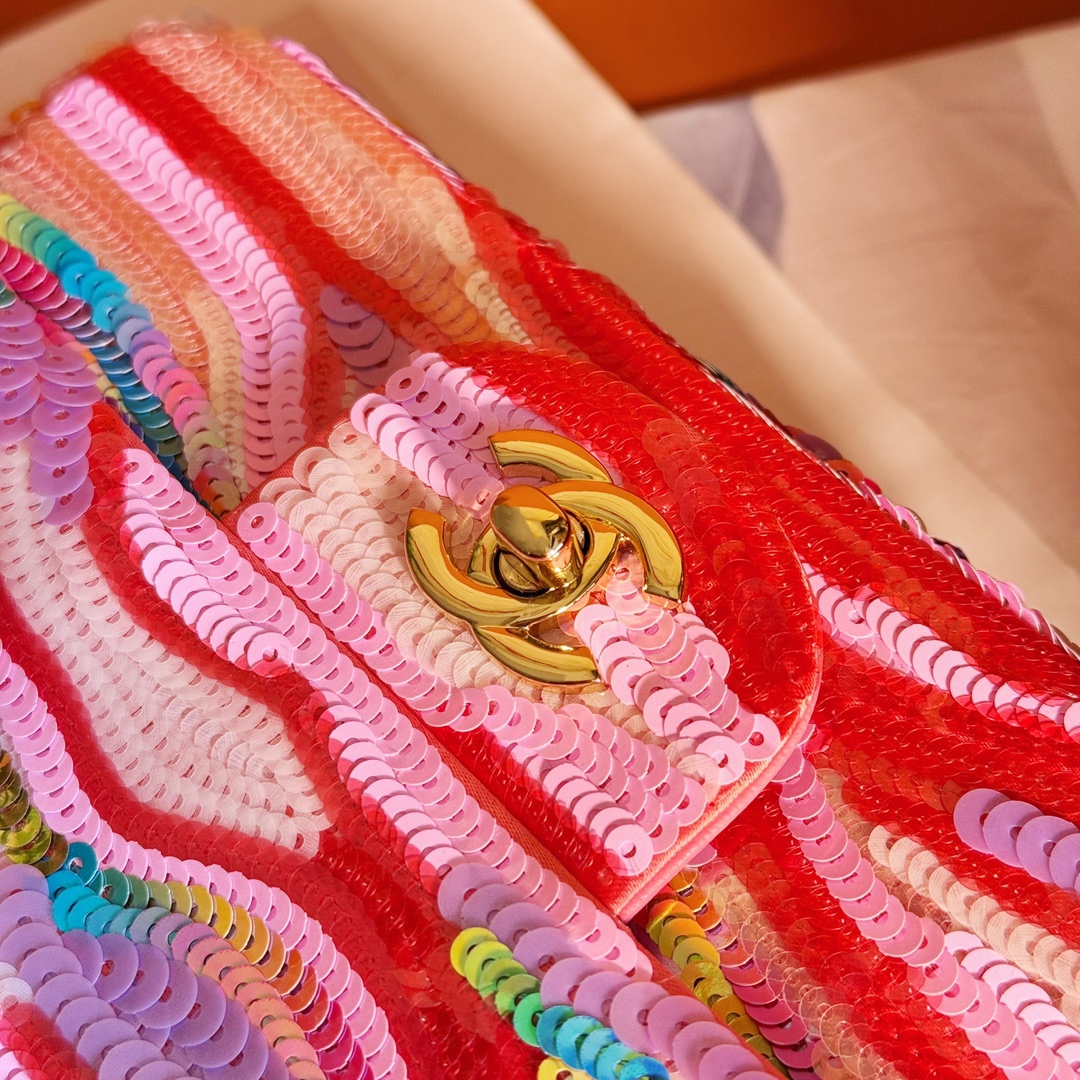 CHANEL 高仿 2.55 多彩亮片鏈條包 繽紛波紋設計時尚精品女包｜歐美奢侈品精品推薦