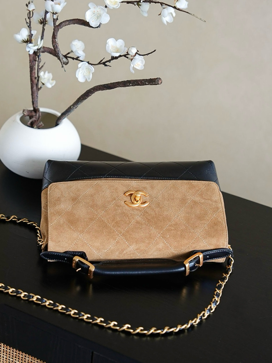 CHANEL 高仿 2.55 焦糖黑拼接手提鏈條包 經典雙色奢華百搭款｜歐美奢侈品精品推薦