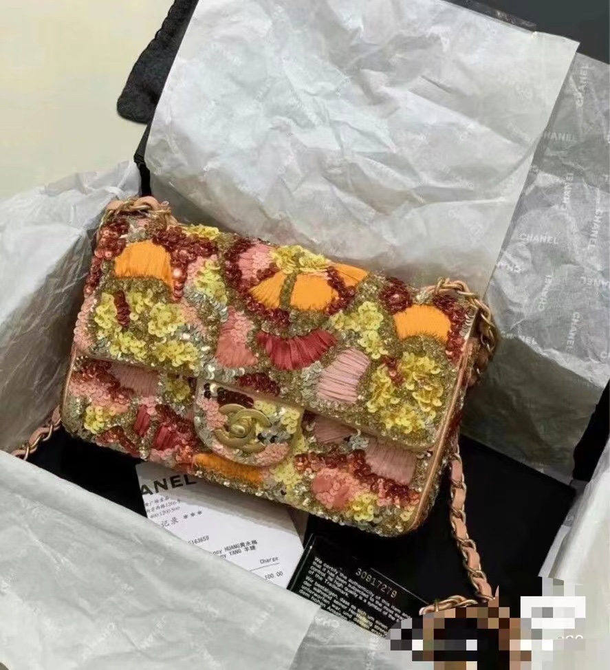 CHANEL 一比一 2.55 彩色亮片刺繡鏈條包 手工藝術設計限量女包｜歐美奢侈品精品推薦