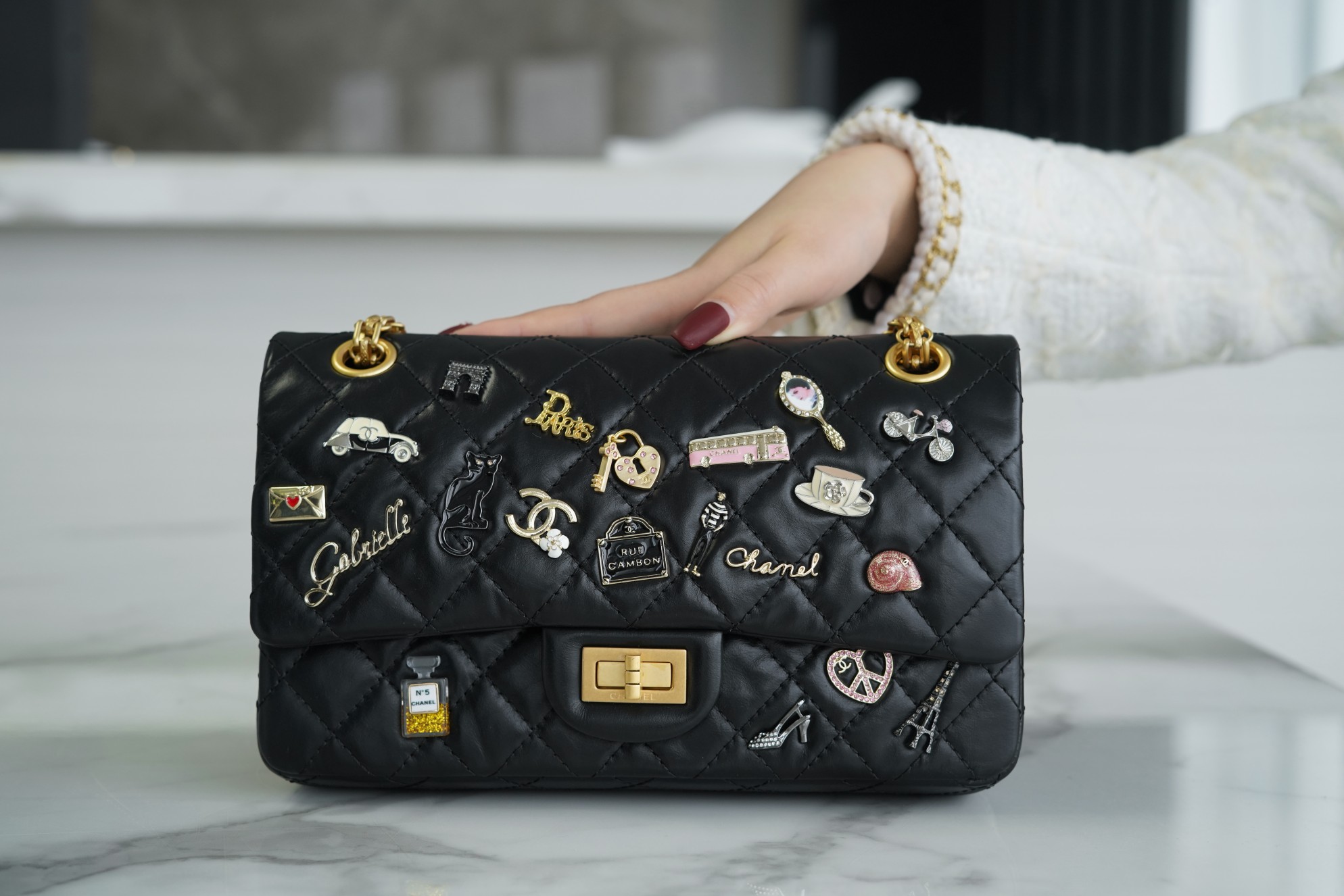 CHANEL 高仿 2.55 黑色徽章菱格鏈條包 法式復古精品設計女包｜歐美奢侈品精品推薦