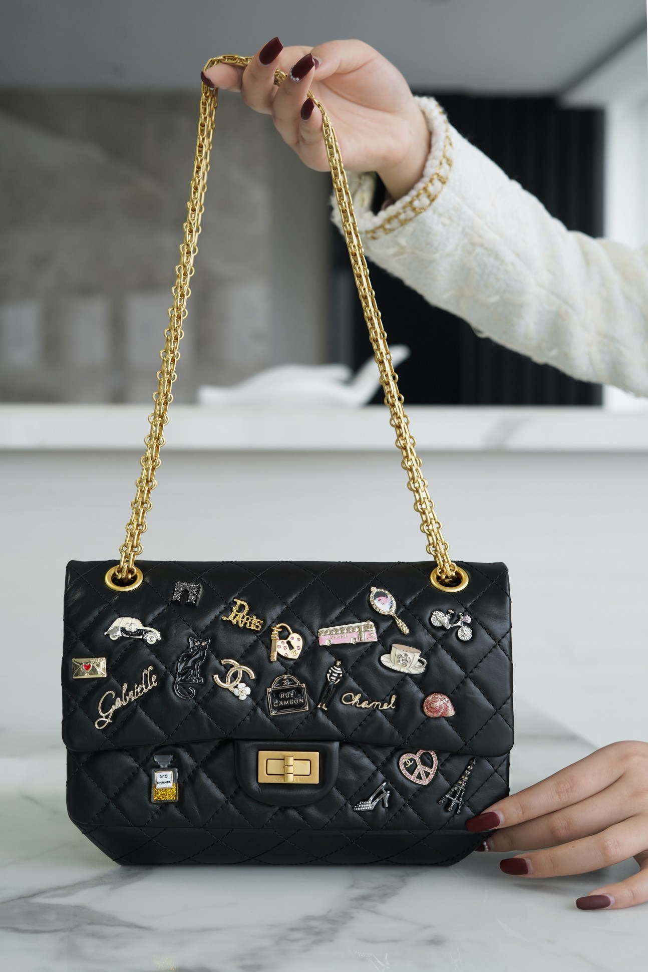CHANEL 高仿 2.55 黑色徽章菱格鏈條包 法式復古精品設計女包｜歐美奢侈品精品推薦