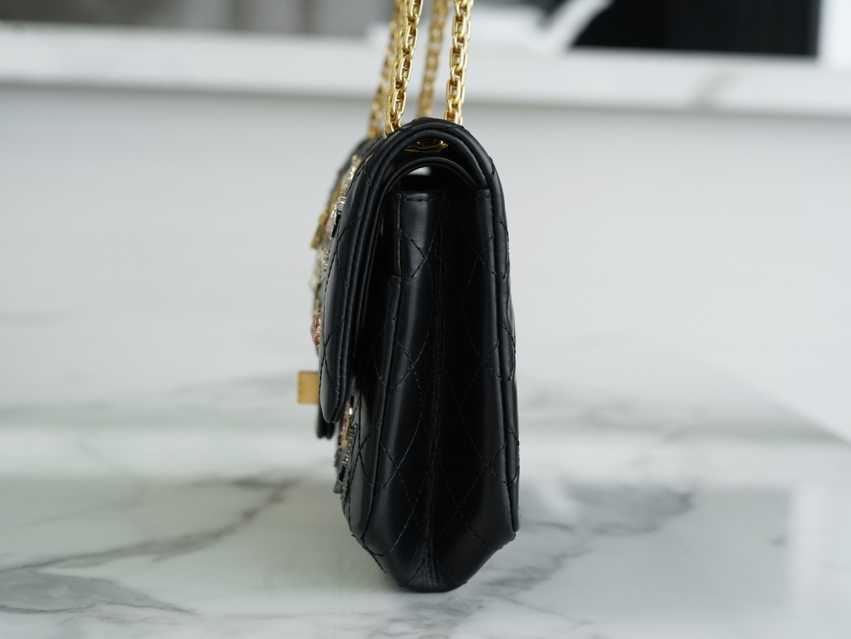 CHANEL 高仿 2.55 黑色徽章菱格鏈條包 法式復古精品設計女包｜歐美奢侈品精品推薦