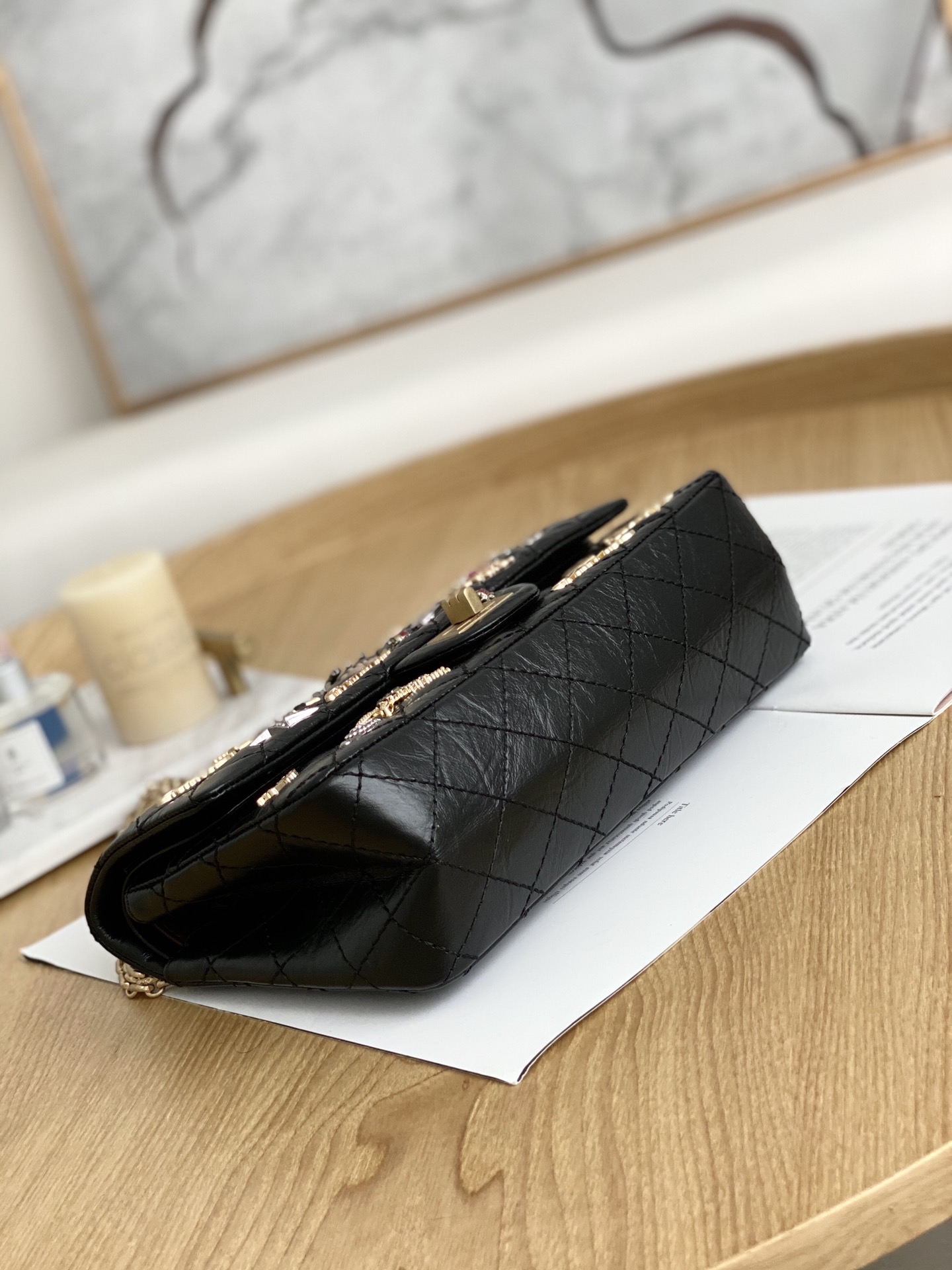 CHANEL 原單 2.55 黑色徽章滿飾鏈條包 復古高級時尚精品女包｜歐美奢侈品精品推薦
