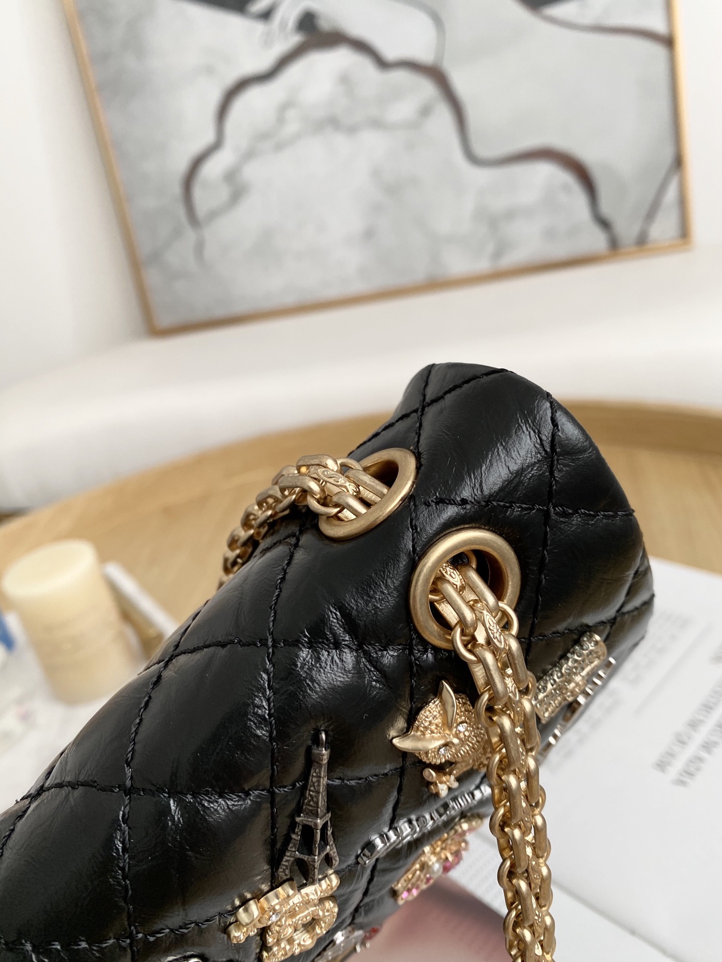 CHANEL 原單 2.55 黑色徽章滿飾鏈條包 復古高級時尚精品女包｜歐美奢侈品精品推薦