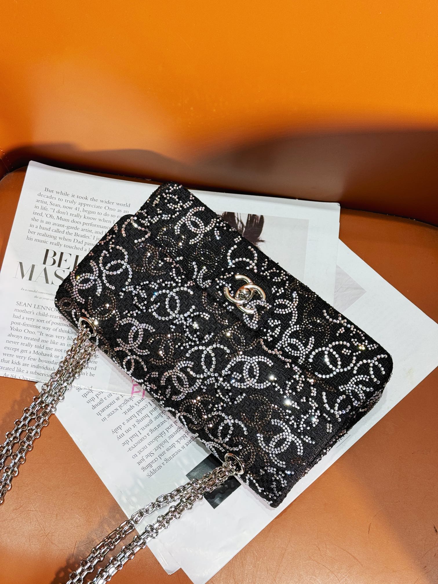 CHANEL 高仿 2.55 黑色亮鑽刺繡鏈條包 菱格閃耀奢華精品女包｜歐美奢侈品精品推薦